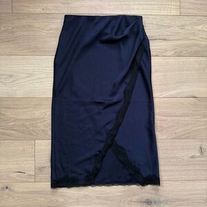 Joie Satin and Lace Midi Wrap Skirt (4)